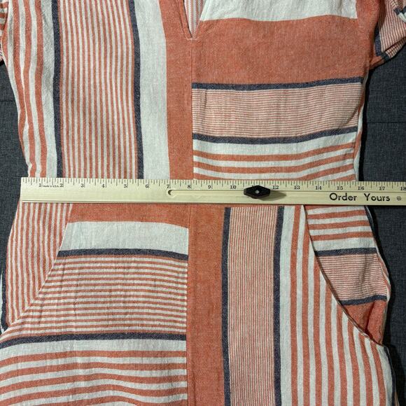 Soft Surroundings Dress Women‎ XS Orange Cream Linen Oversized Lagenlook Boho - Picture 7 of 8